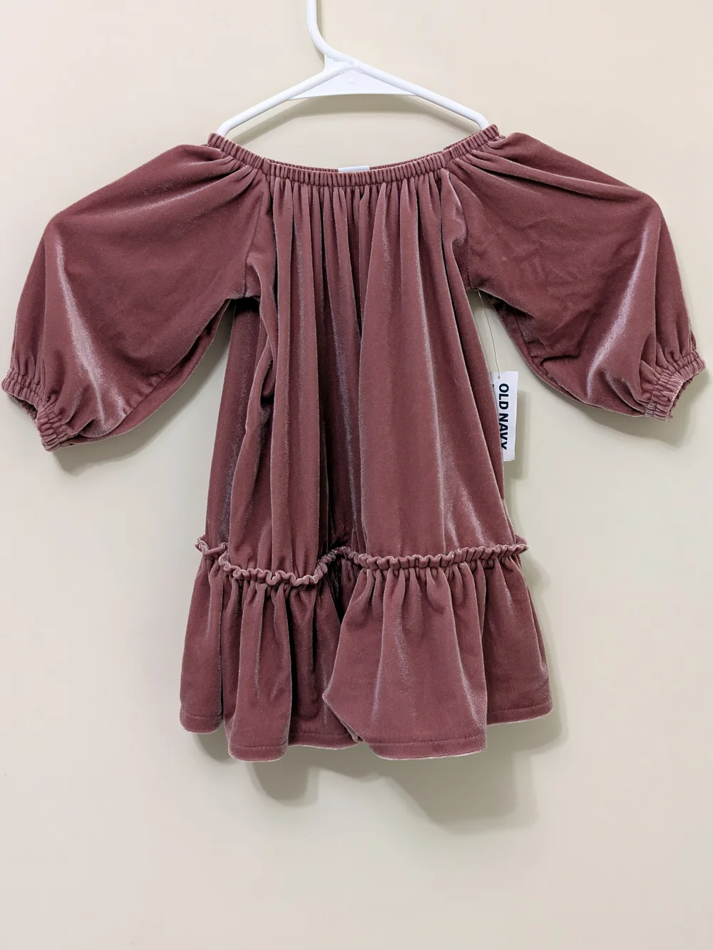 Old Navy NWT Baby Girl Size 12-18 Months Puffy Sleeve Holiday Velour Dress